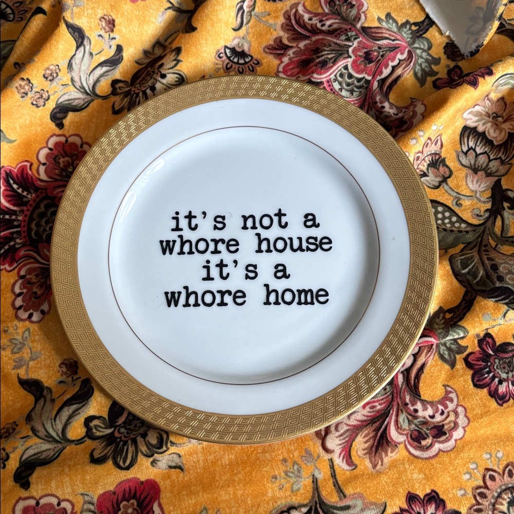 Gold and White Decorative Plate